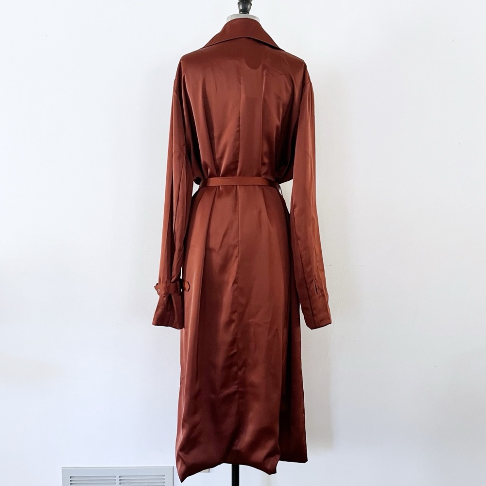 NWT Rebdolls Rust Satin Plus Size Trench Coat | 1X - Picture 2 of 12